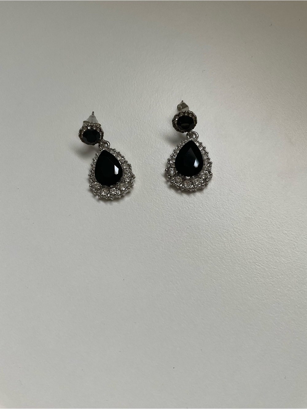 Classic Black Teardrop Crystal Drop Earrings